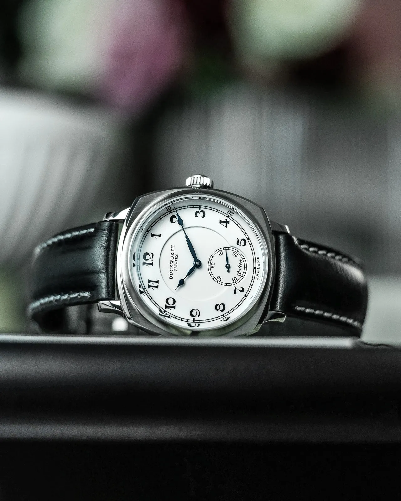 Duckworth Prestex Bolton Small Seconds White Black Leather Watch