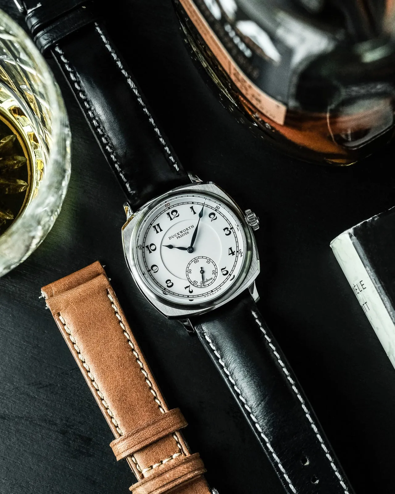 Duckworth Prestex Bolton Small Seconds White Black Leather Watch