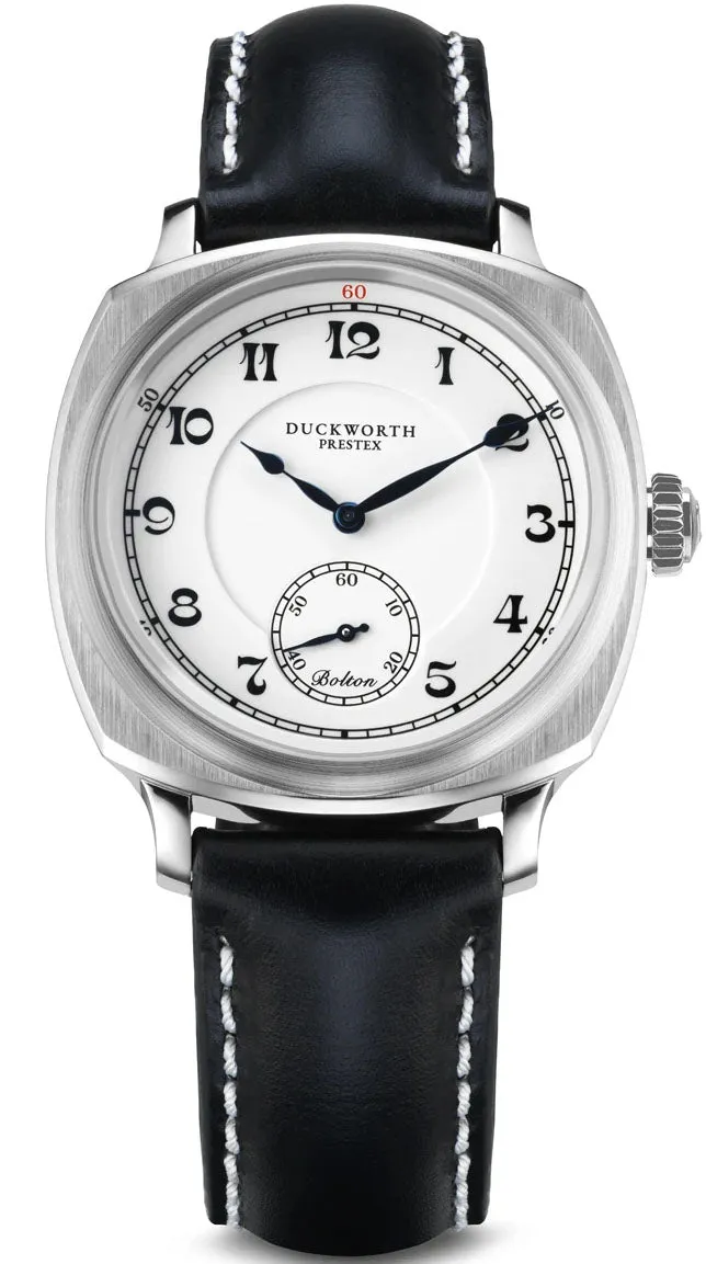 Duckworth Prestex Bolton Small Seconds White Black Leather Watch
