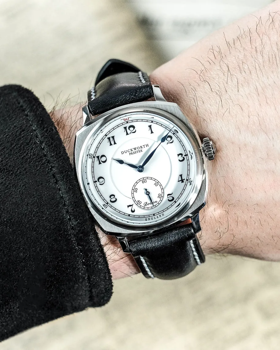 Duckworth Prestex Bolton Small Seconds White Black Leather Watch