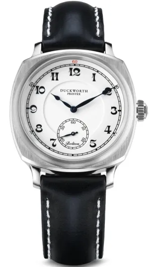Duckworth Prestex Bolton Small Seconds White Black Leather Watch