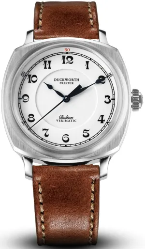 Duckworth Prestex Bolton Verimatic White Brown Leather Watch