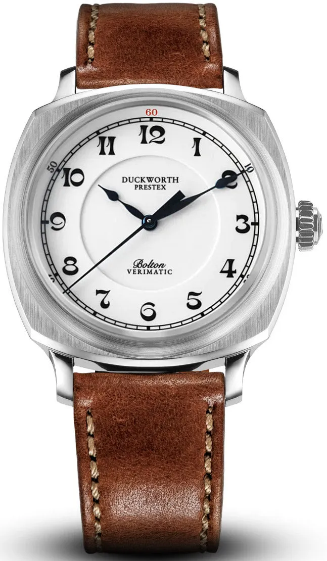 Duckworth Prestex Bolton Verimatic White Brown Leather Watch