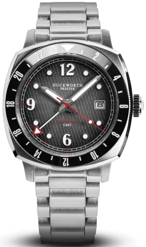 Duckworth Prestex Rivington GMT Black Grey Fume Steel Bracelet Watch