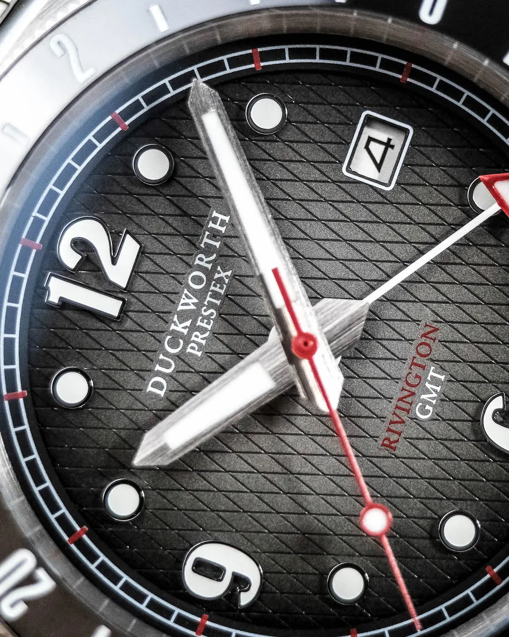 Duckworth Prestex Rivington GMT Black Grey Fume Steel Bracelet Watch