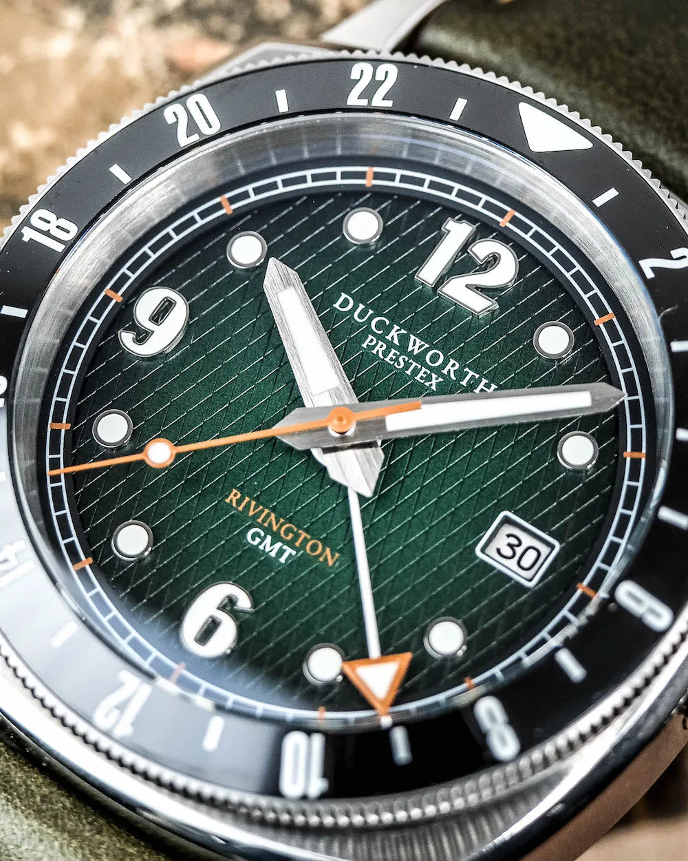 Duckworth Prestex Rivington GMT Green Fume Steel Bracelet Watch
