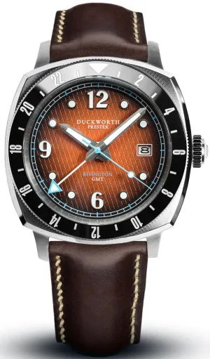 Duckworth Prestex Rivington GMT Orange Fume Brown Leather Watch