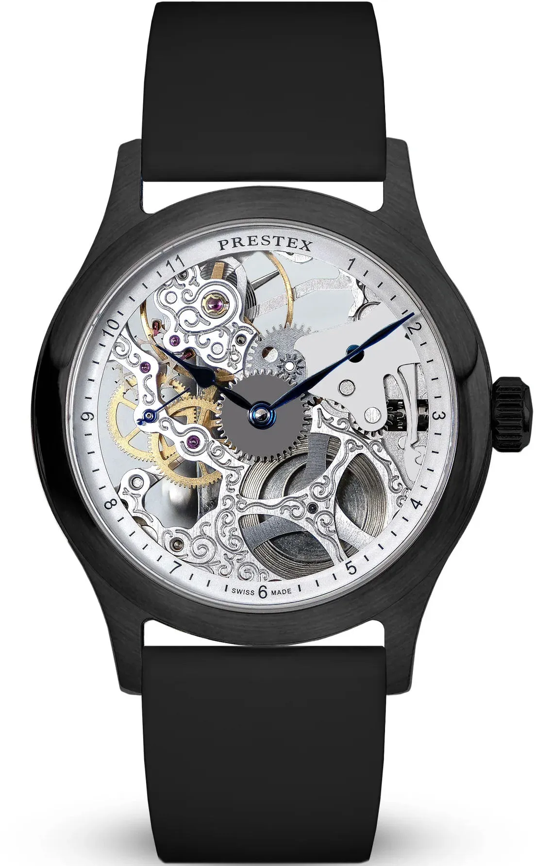 Duckworth Prestex Skeleton PVD Blue Hands Watch