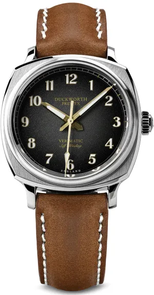 Duckworth Prestex Verimatic Black Fume Brown Leather Watch