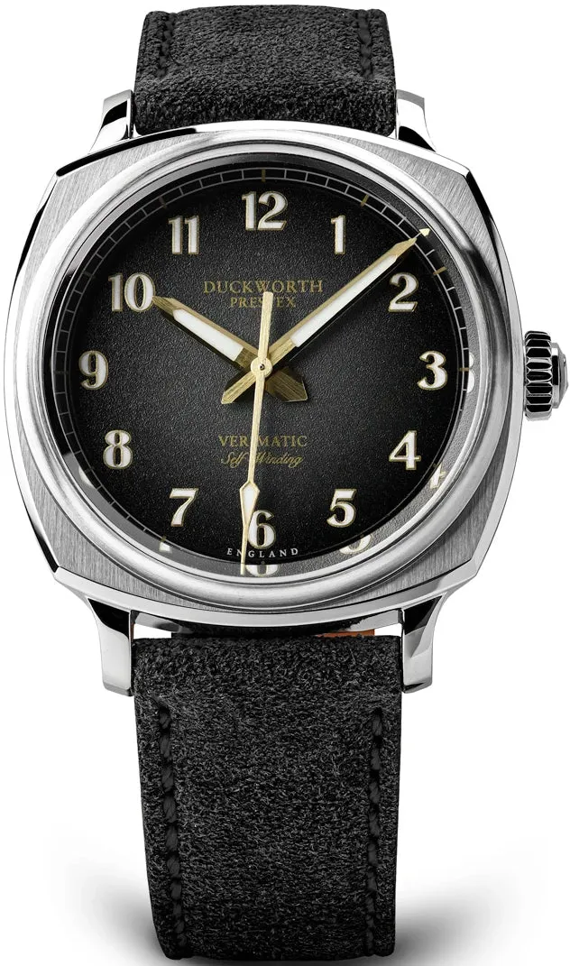 Duckworth Prestex Verimatic Black Fume Ebony Brown Suede Watch