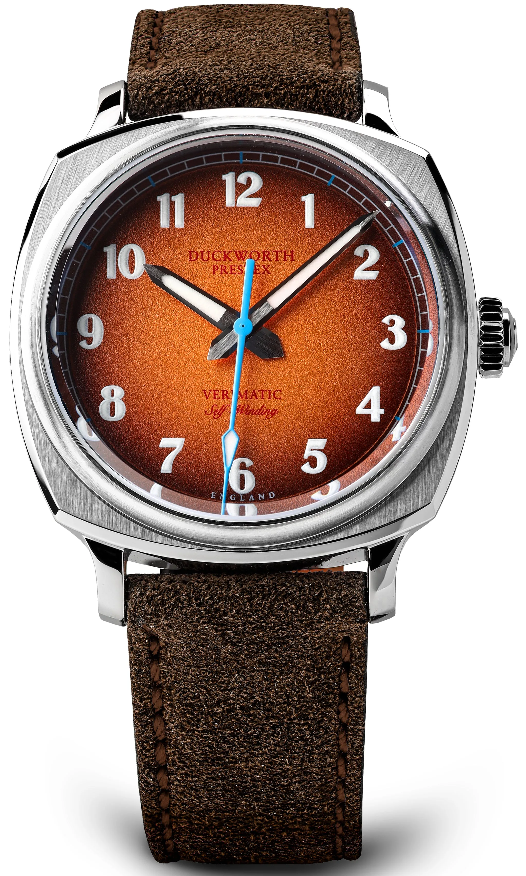 Duckworth Prestex Verimatic Orange Fume Brown Suede Watch