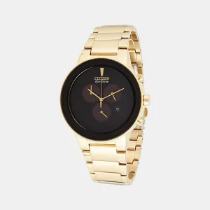 Eco-Drive Men Black Dial Chronograph Stainless Steel Watch AT2242-55E
