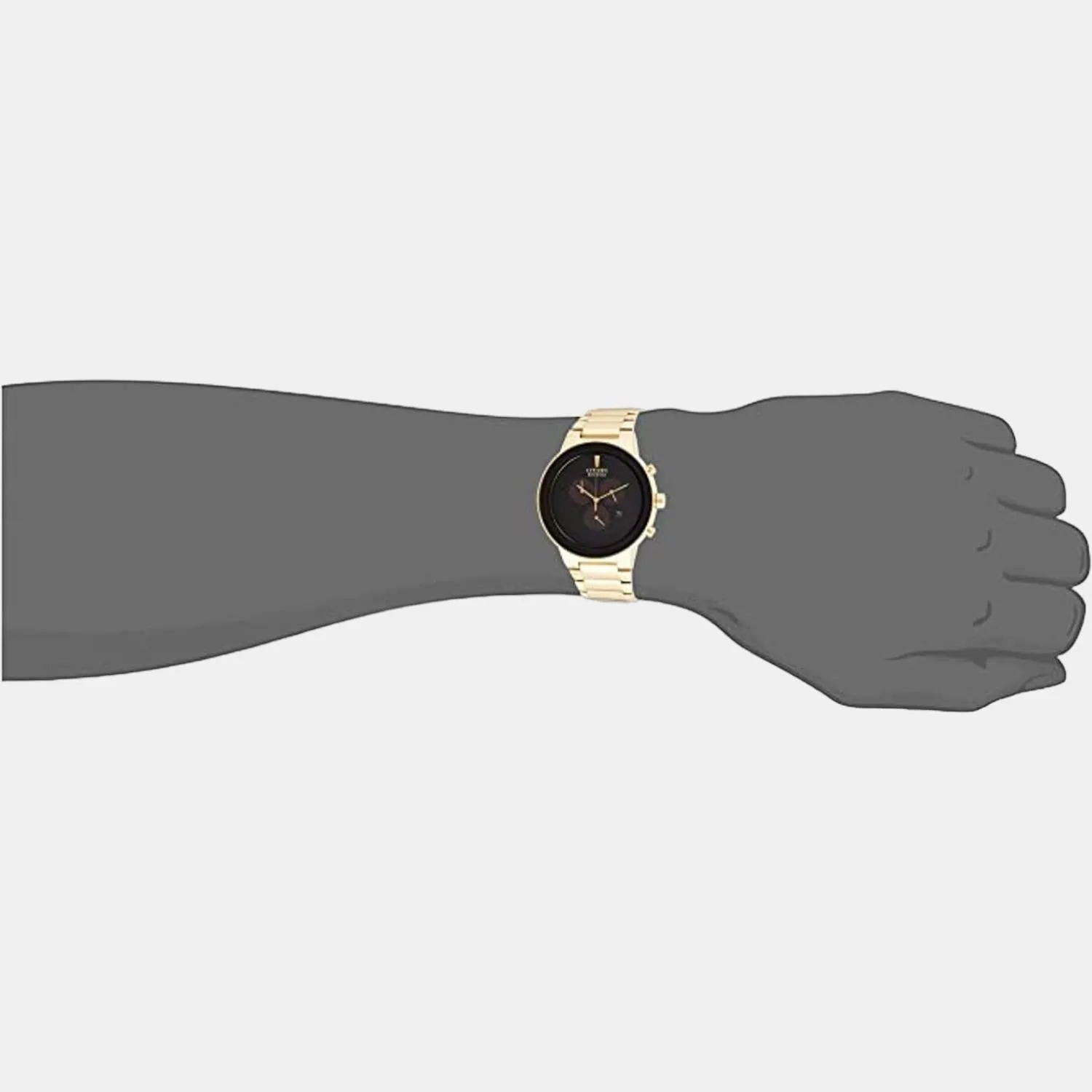 Eco-Drive Men Black Dial Chronograph Stainless Steel Watch AT2242-55E