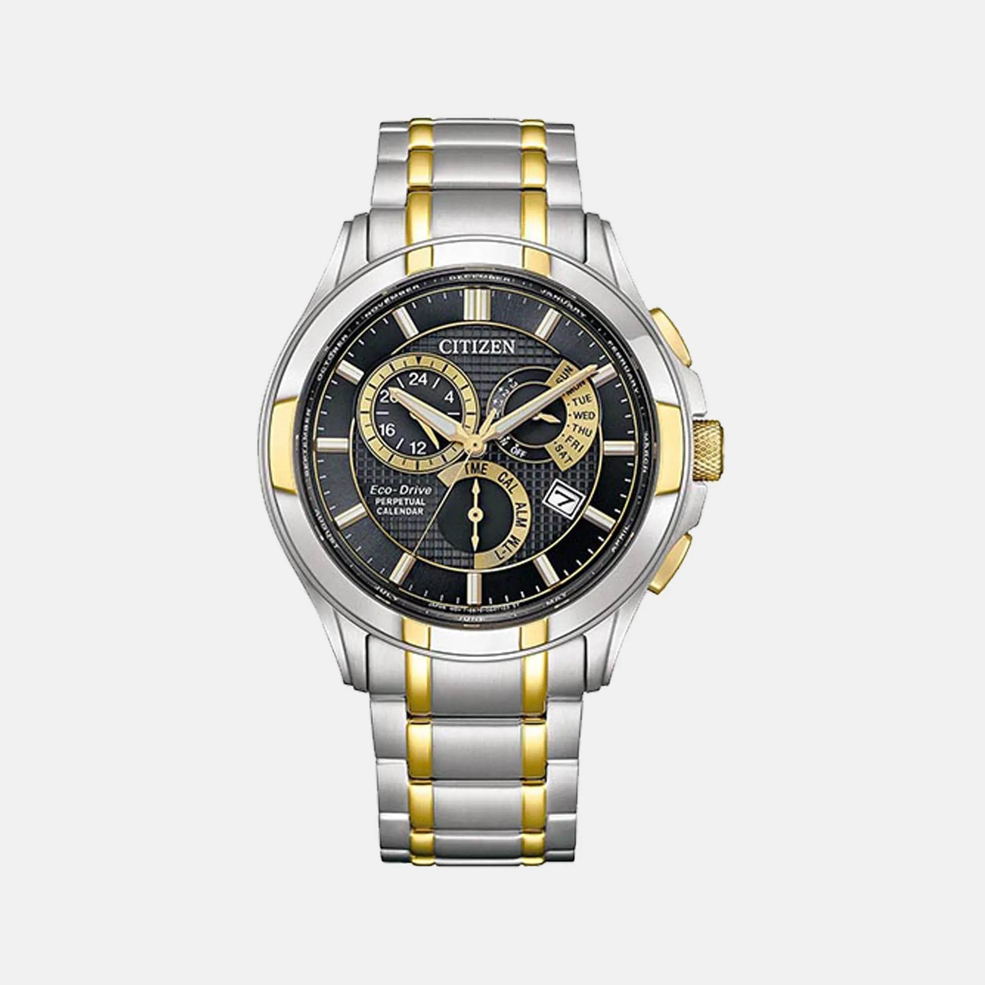Eco-Drive Men Black Dial Chronograph Stainless Steel Watch BL8164-57E
