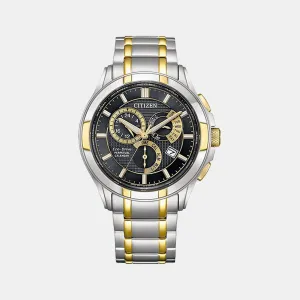 Eco-Drive Men Black Dial Chronograph Stainless Steel Watch BL8164-57E