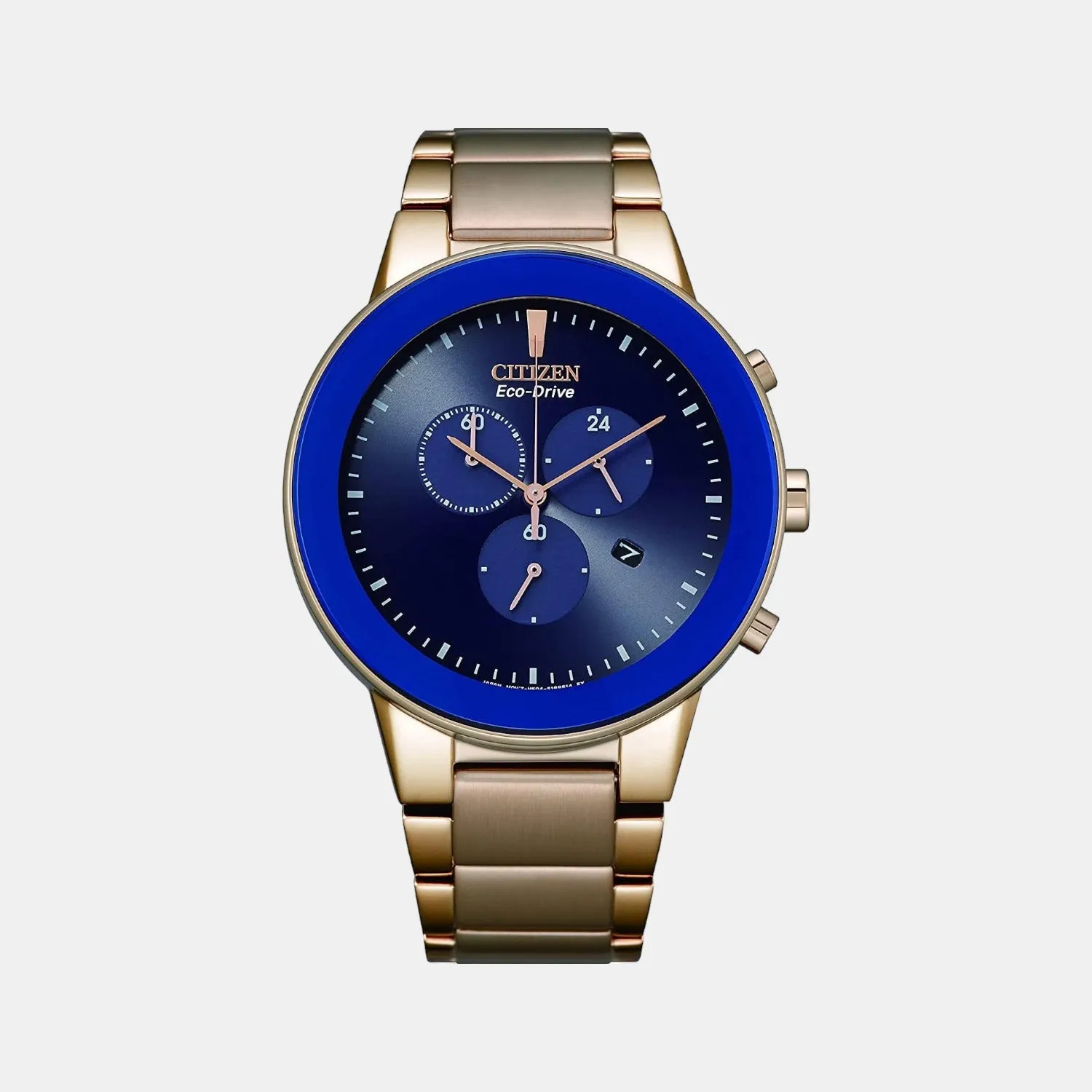 Eco-Drive Men Blue Dial Chronograph Stainless Steel Watch AT2243-87L