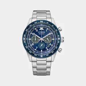 Eco-Drive Men Blue Dial Chronograph Stainless Steel Watch CA4554-84L