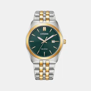 Eco-Drive Men Green Dial Analog Stainless Steel Watch BM7339-89X