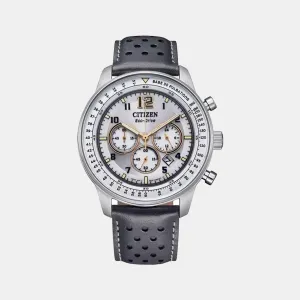 Eco-Drive Men Grey Dial Chronograph Leather Watch CA4500-24H