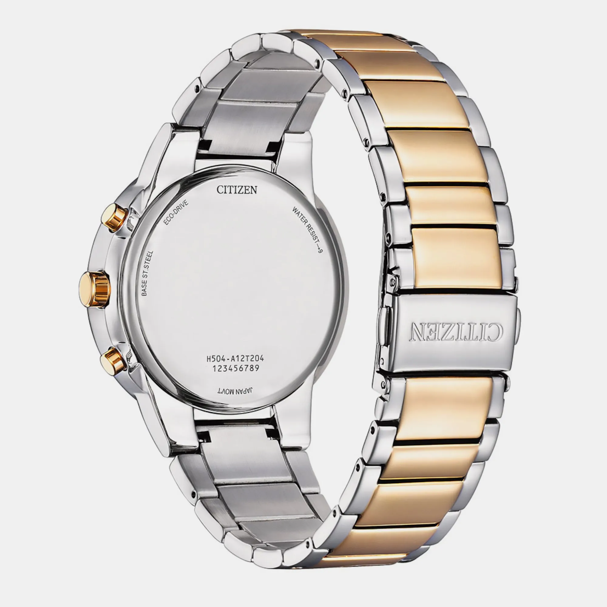 Eco-Drive Men White Dial Chronograph Stainless Steel Watch AT2244-84A