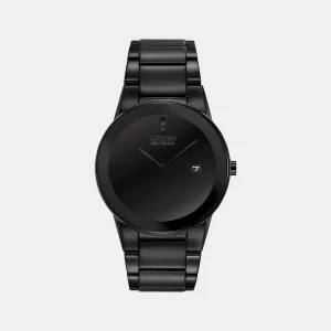 Eco-Drive Men's Black Analog Stainless Steel Watch AU1065-58E