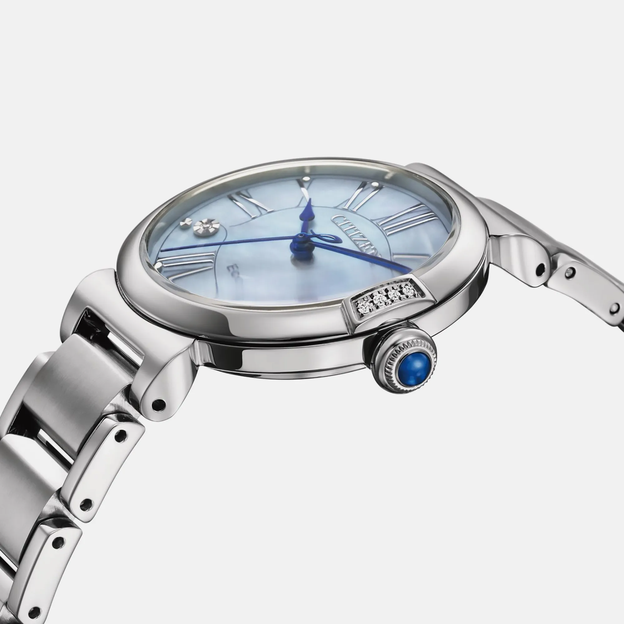 Eco-Drive Women Mother Of Pearl Dial Analog Stainless Steel Watch EM1060-87N