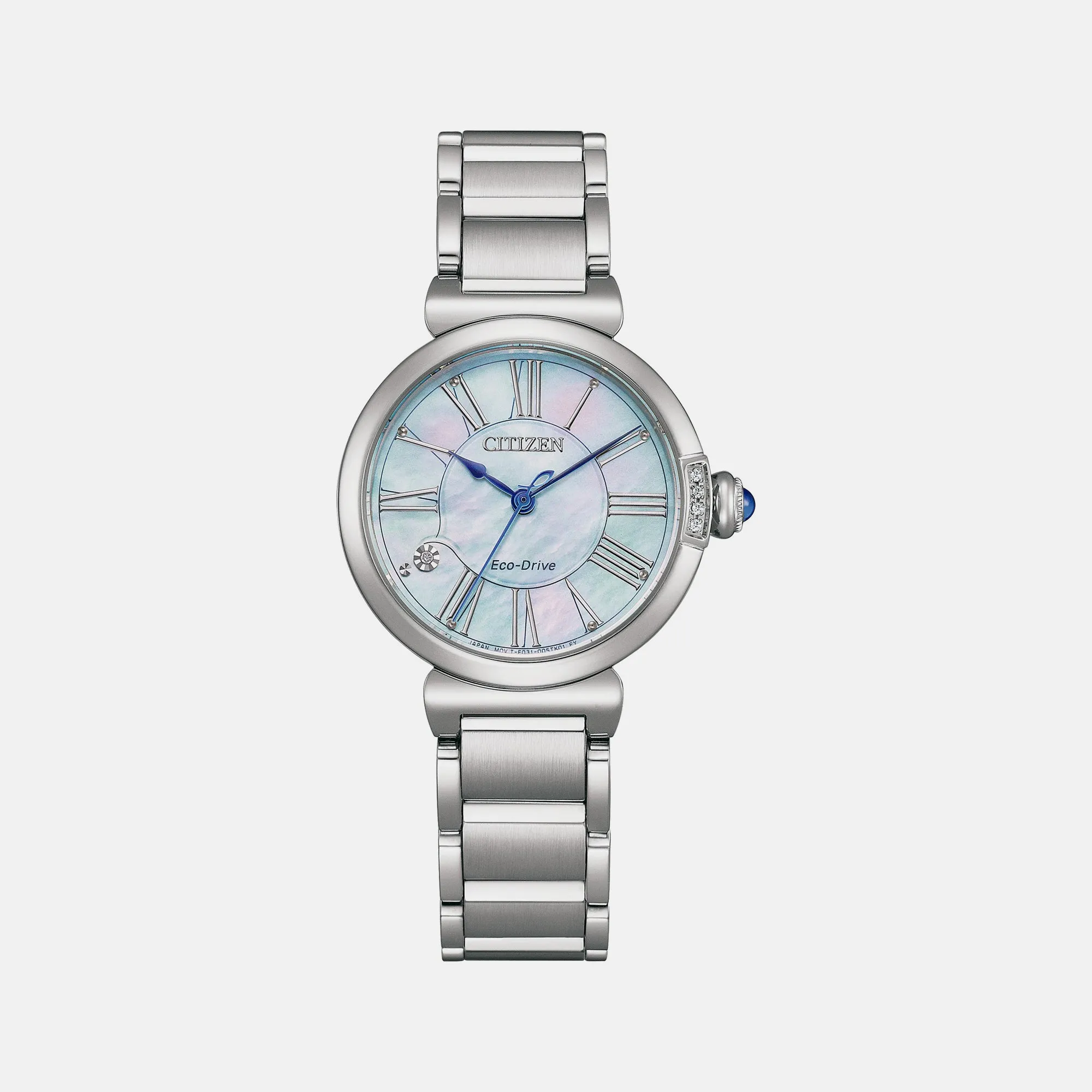 Eco-Drive Women Mother Of Pearl Dial Analog Stainless Steel Watch EM1060-87N