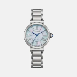 Eco-Drive Women Mother Of Pearl Dial Analog Stainless Steel Watch EM1060-87N
