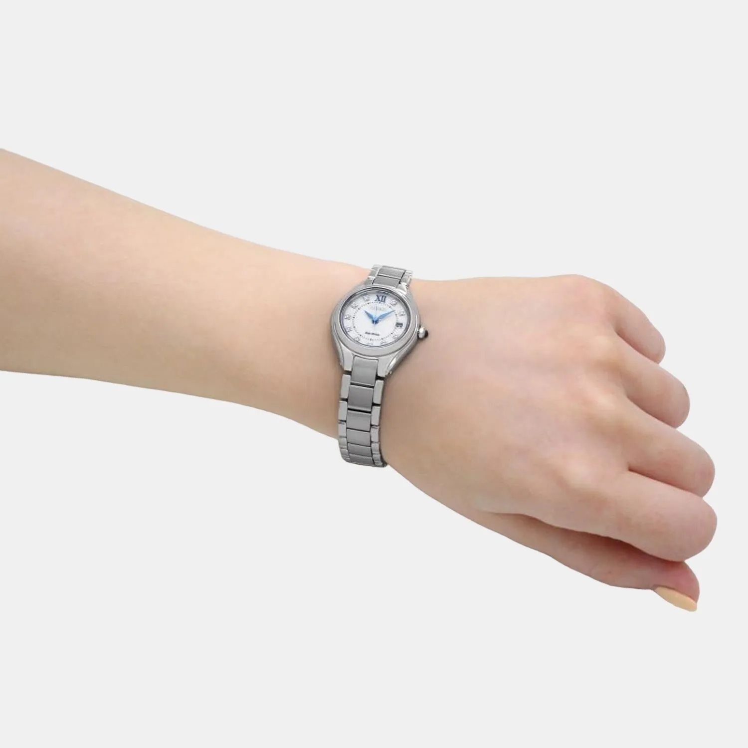 Eco-Drive Women White Dial Analog Stainless Steel Watch EW2540-83A