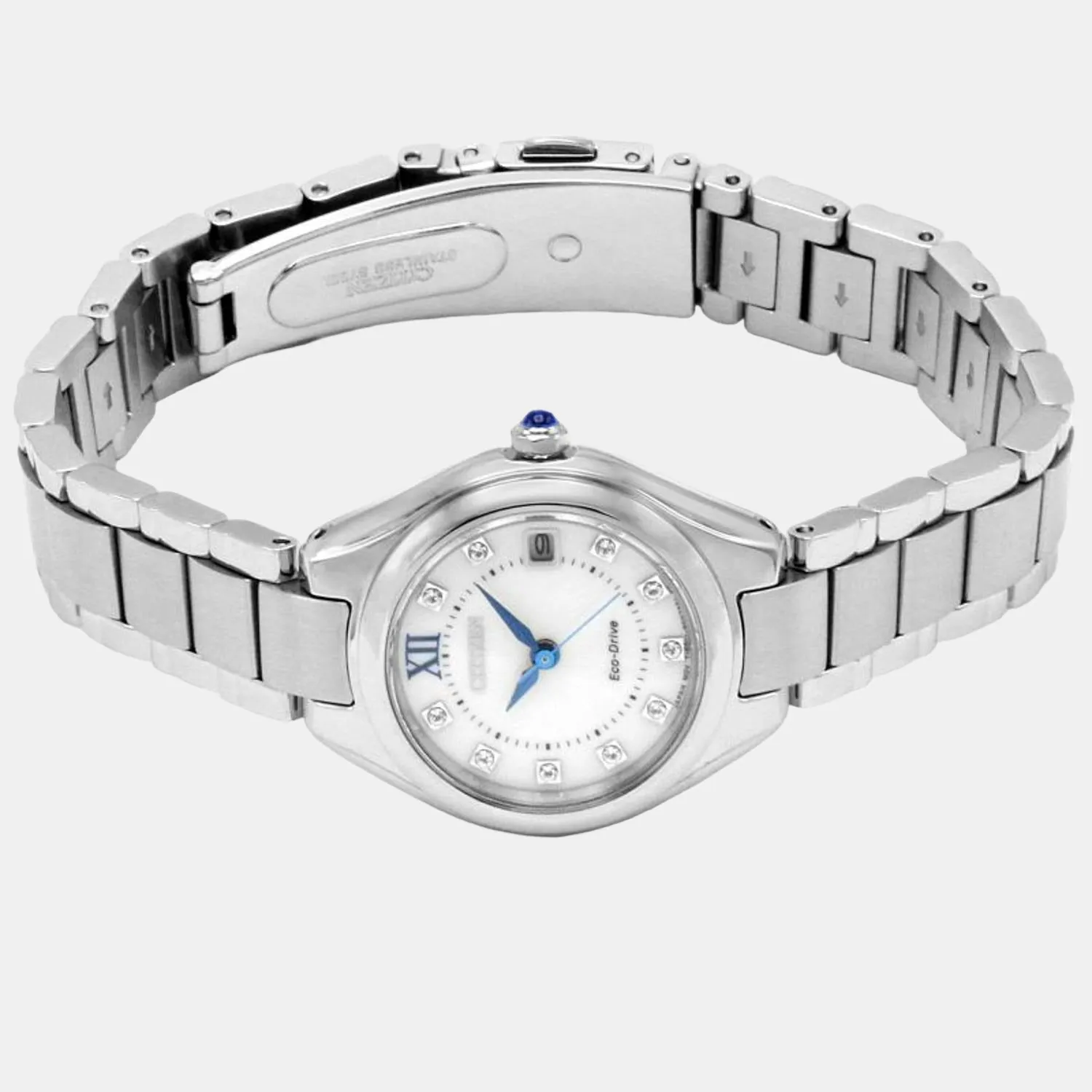 Eco-Drive Women White Dial Analog Stainless Steel Watch EW2540-83A