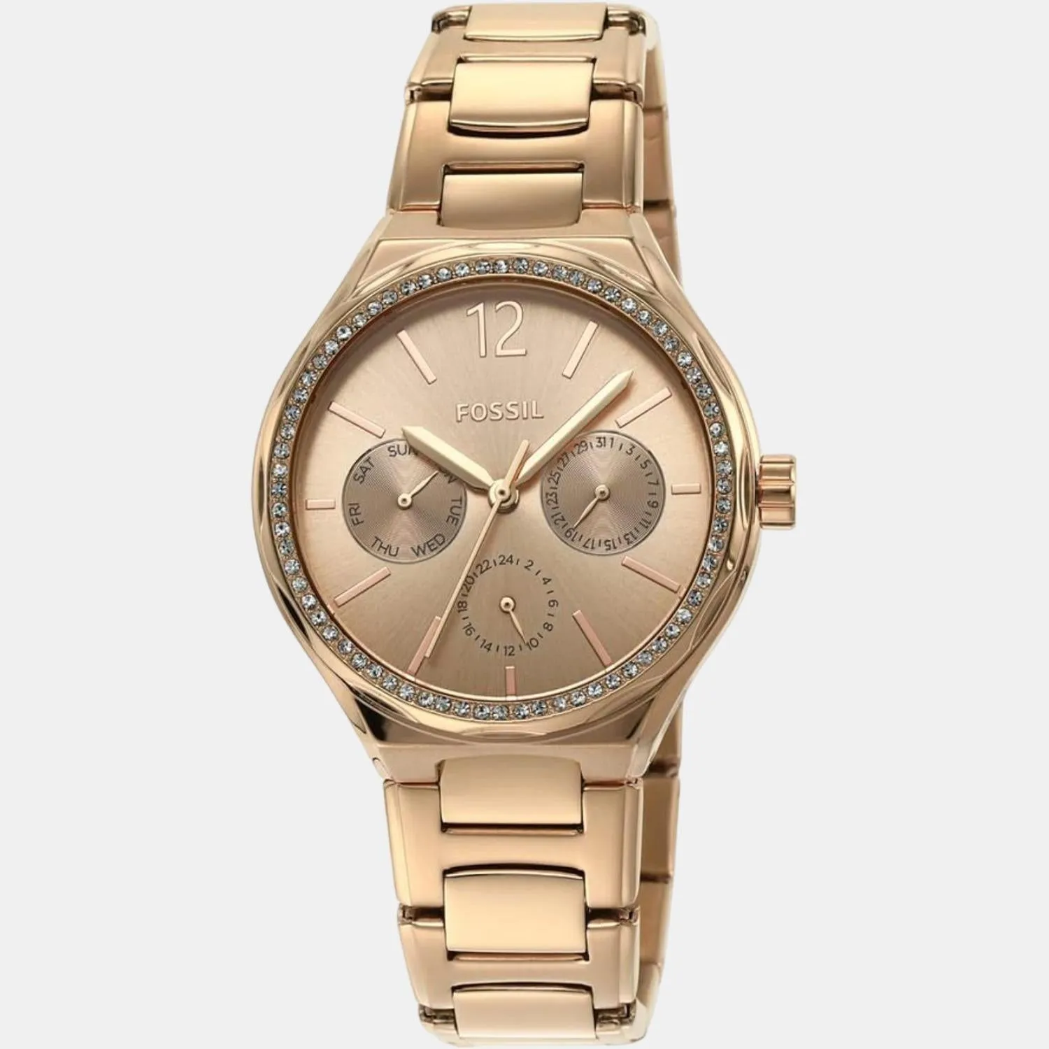 Eevie Women Quartz Rose Gold Dial Multi-Function Stainless Steel Watch BQ3721