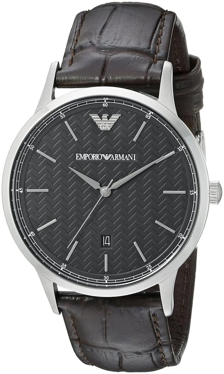 Emporio Armani AR2480 Mens Stainless Steel Watch with Leather Strap