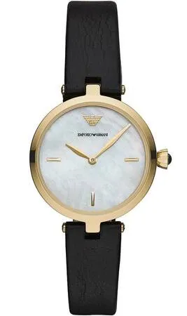 Emporio Armani Arianna Women's Gold Case Black Strap Watch SKU 123456