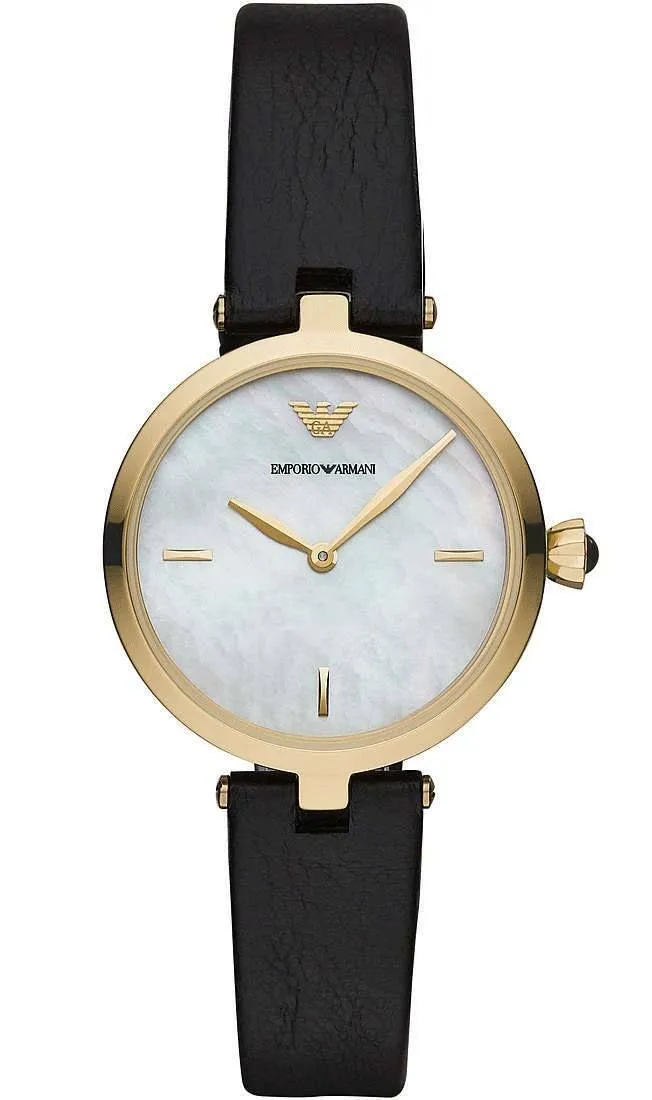 Emporio Armani Arianna Women's Gold Case Black Strap Watch SKU 123456
