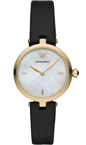 Emporio Armani Arianna Women's Gold Case Black Strap Watch SKU 123456