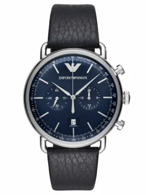 Emporio Armani Elegant Blue Dial Chronograph Watch AR11105