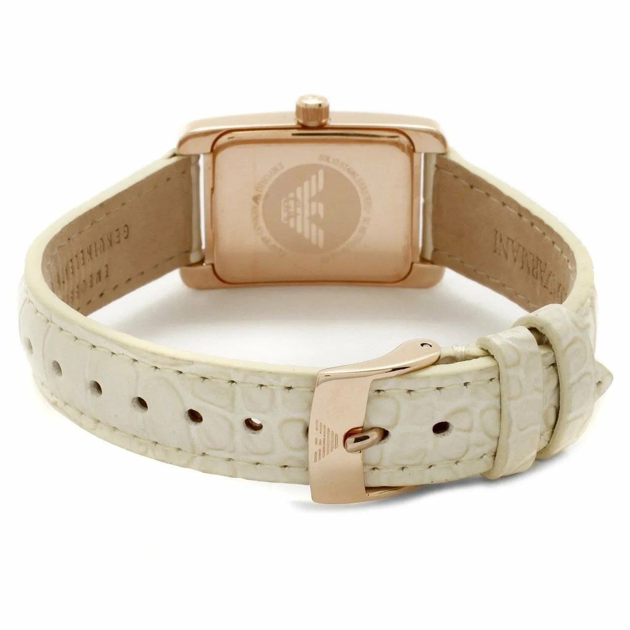 Emporio Armani Elegant Women's Watch White Dial Rose Gold Leather AR0173