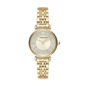 Emporio Armani Ladies Gold Watch Cream Dial Stainless Steel AR11608