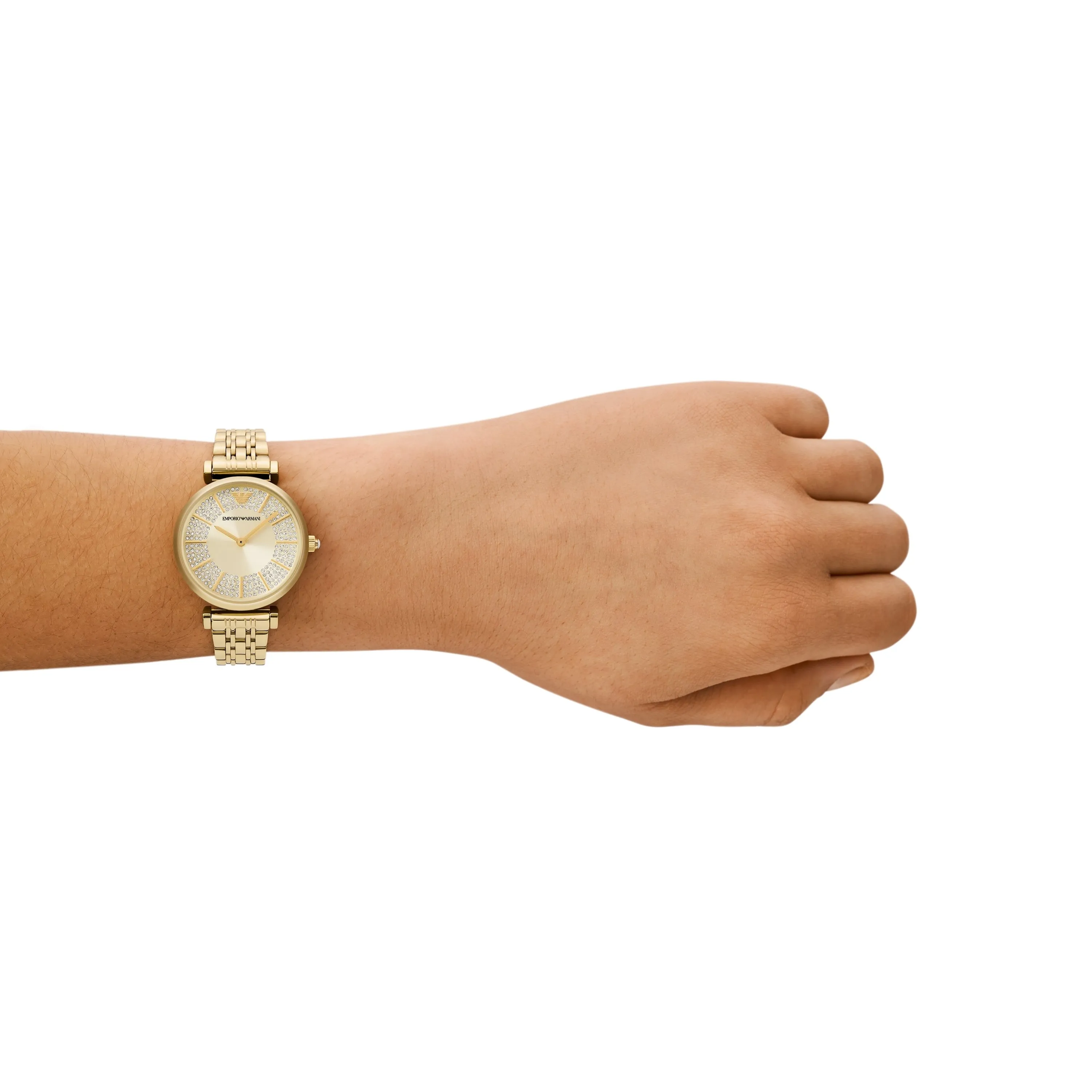 Emporio Armani Ladies Gold Watch Cream Dial Stainless Steel AR11608