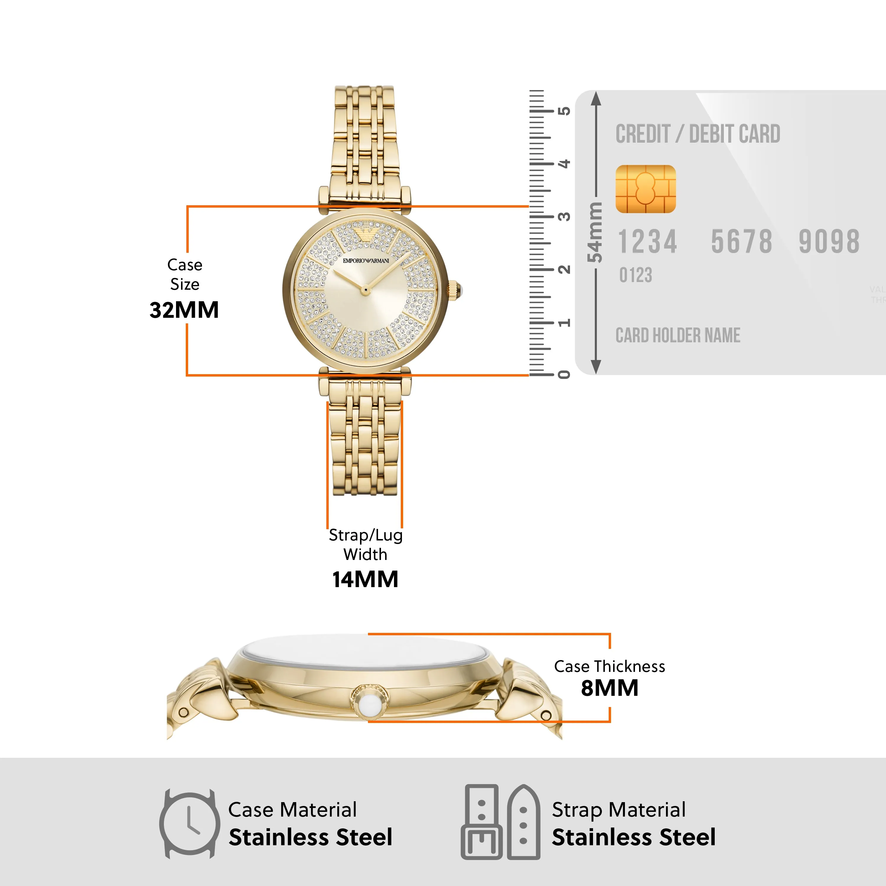 Emporio Armani Ladies Gold Watch Cream Dial Stainless Steel AR11608