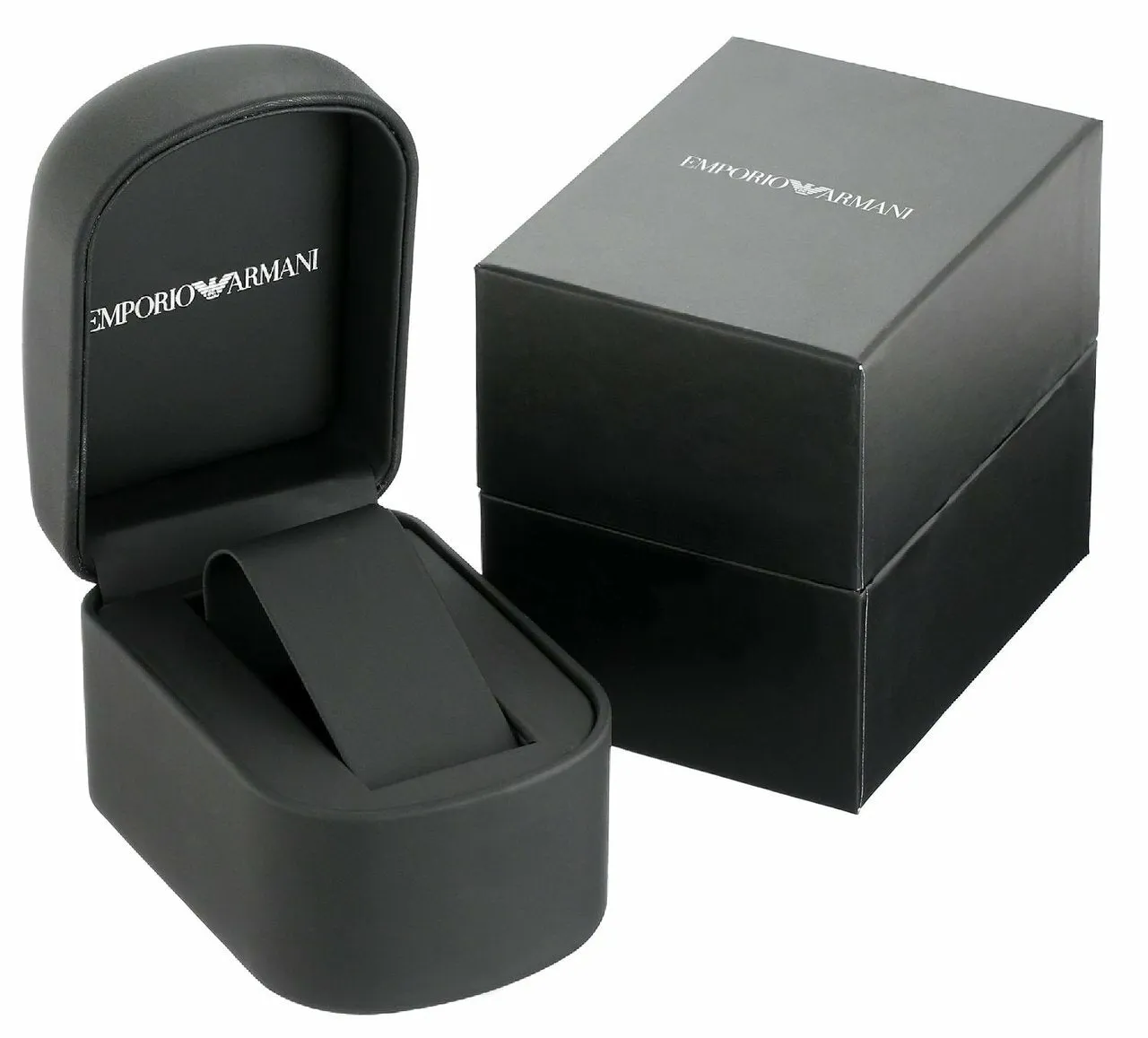 Emporio Armani Leather Strap Black Chronograph Watch for Men SKU EA1040