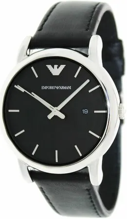 Emporio Armani Luigi Men's Black Dial Leather Watch AR1737