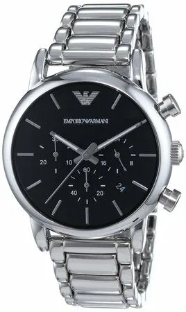 Emporio Armani LUIGI Men's Stainless Steel Chronograph Black Dial Watch