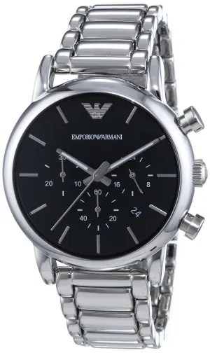 Emporio Armani LUIGI Men's Stainless Steel Chronograph Black Dial Watch