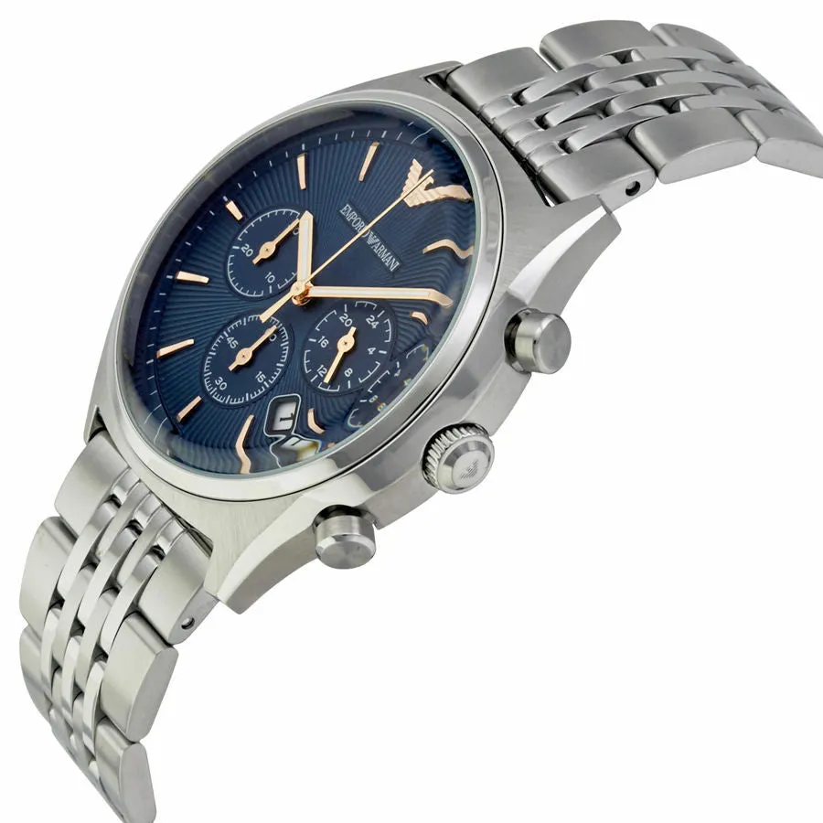 Emporio Armani Mens AR1974 Chronograph Watch with Blue Dial