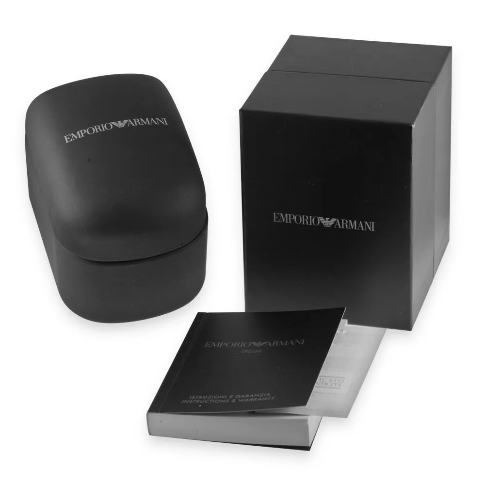 Emporio Armani Men's Black Dial Chronograph Watch Stainless Steel Strap