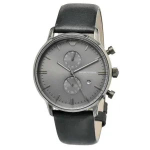 Emporio Armani Men's Black Leather Sophisticated Watch AR0388
