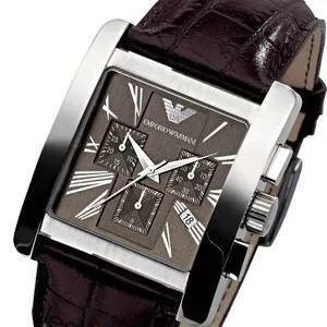 Emporio Armani Men's Chronograph Watch with Leather Strap AR0185
