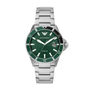Emporio Armani Men's Green Dial Stainless Steel Watch AR11338