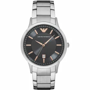 Emporio Armani Mens Grey Dial Stainless Steel Watch AR11179